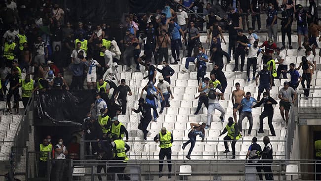 Europa League tie halted as fan violence flares up again in elite football