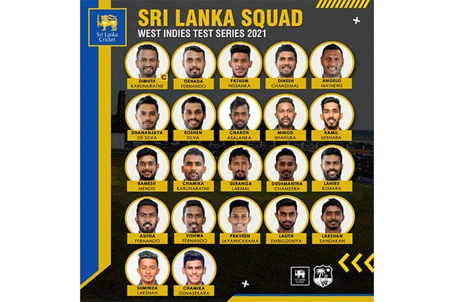 Sri Lanka announces 22-member squad for Test series against West Indies