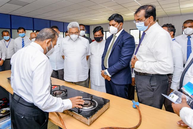President on inspection tour at Litro storage terminal in Kerawalapitiya