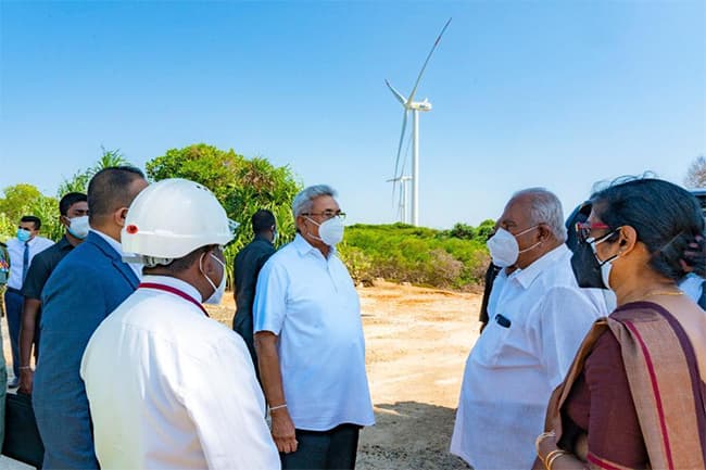 President inspects operations at Thambapavani Wind Power Station