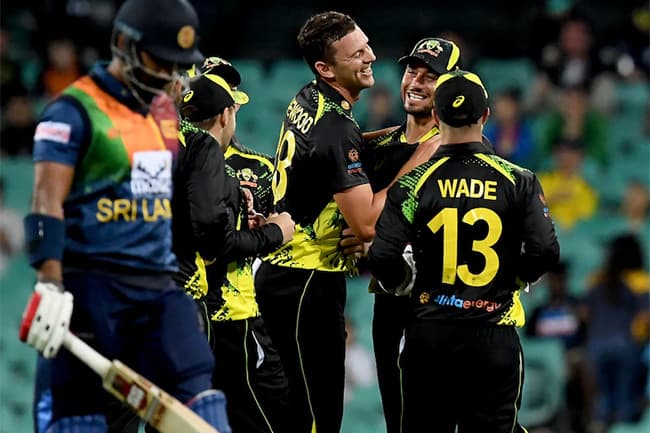 Australia defeat Sri Lanka by 20 runs in rain-hit opening T20