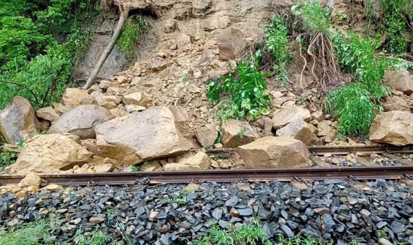 Train services disrupted on up-country line due to rock slip
