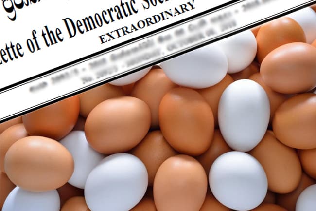 Gazette issued lifting maximum retail price on eggs
