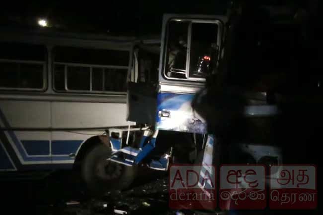15 injured in head-on collision of two buses at Wewaldeniya
