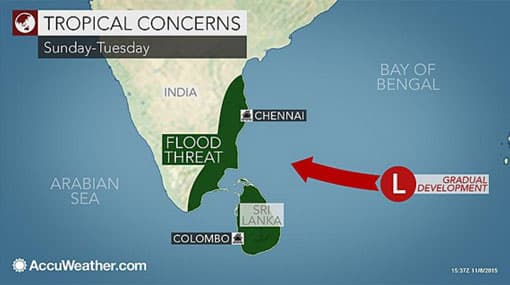 Tropical threat to increase flood risk in Sri Lanka