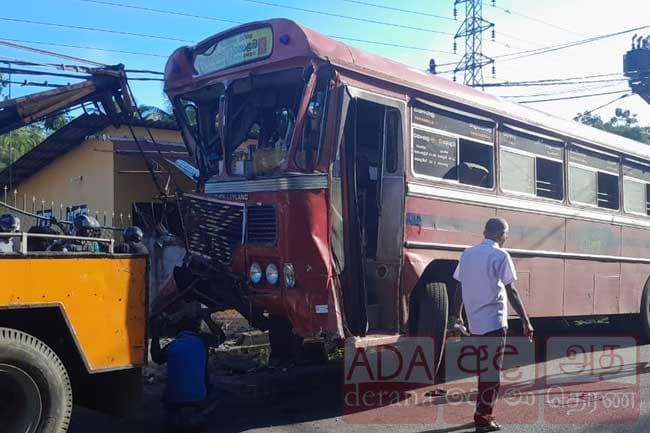 13 injured in collision between bus and three-wheeler