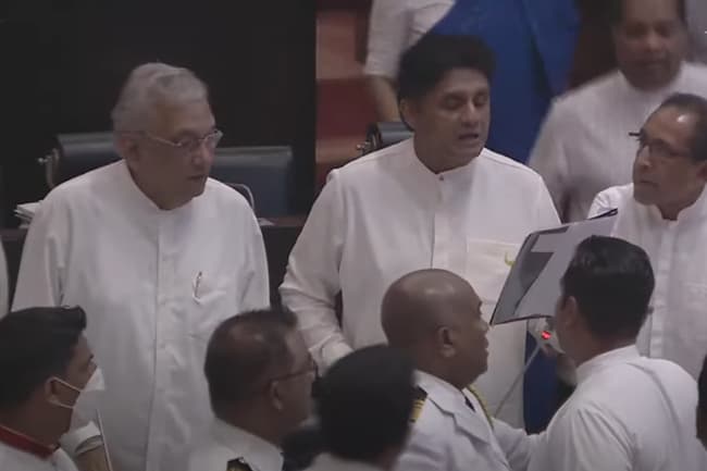 Sajith’s address sparks uproar in parliament