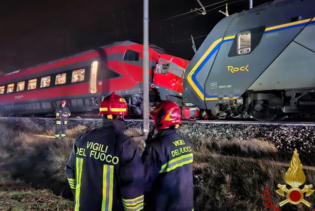 17 injured after 2 trains collide head-on in Italy