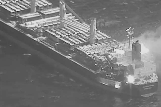 Three crew members killed in Houthi missile attack on cargo ship