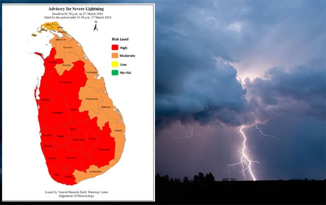 Warning issued for severe lightning in several areas