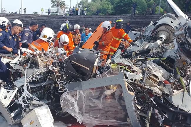 Ten dead as two helicopters crash during military rehearsal in Malaysia