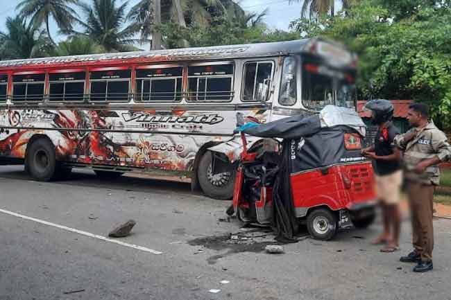 Two youths dead, two critical after bus collides head-on with three-wheeler