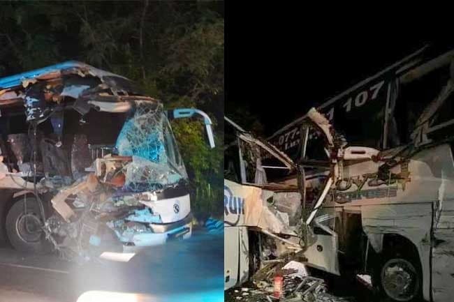 One dead, 8 injured as two buses collide head-on