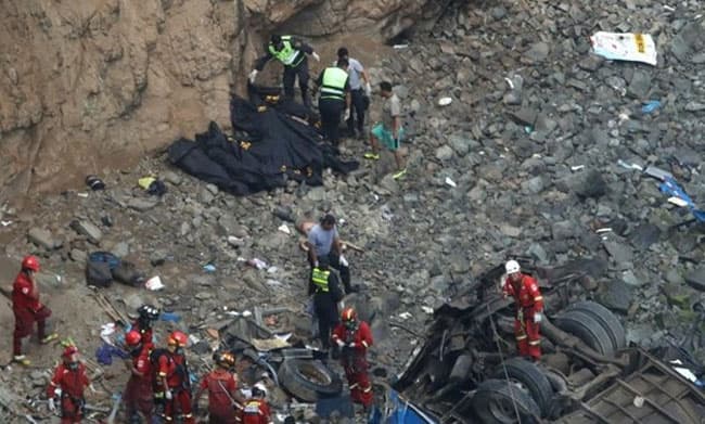 At least 25 die in Peruvian Andes after bus plummets off cliff