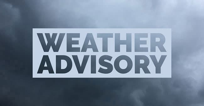Weather advisory issued for heavy rainfall
