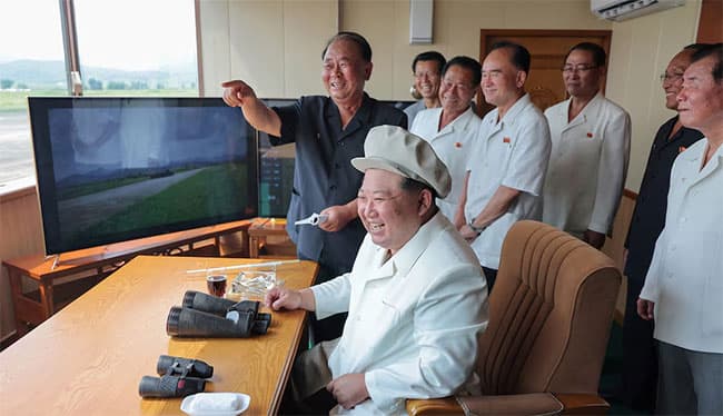 North Korea’s Kim Jong Un oversees tests of ‘suicide drones’