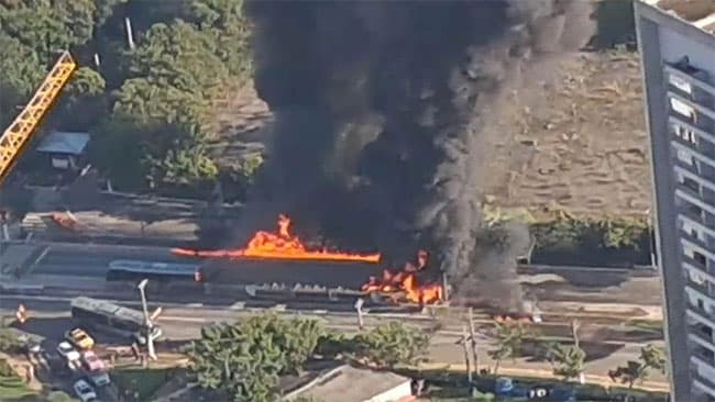 Two dead after plane crashes into vehicles on busy road in Brazil’s Sao Paulo