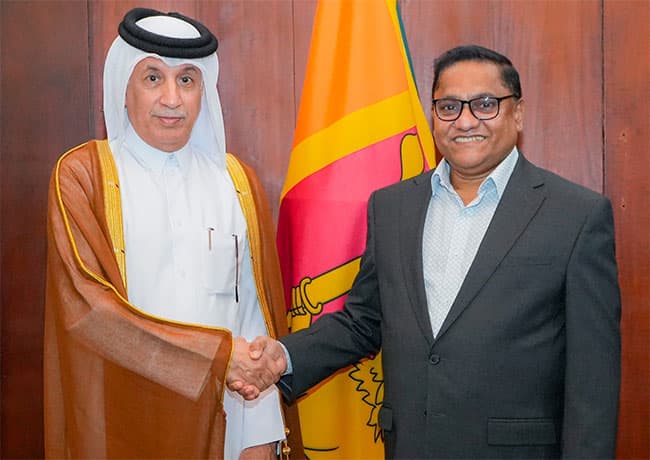 Qatar’s Minister of State for Foreign Affairs meets Sri Lanka’s FM, Deputy FM