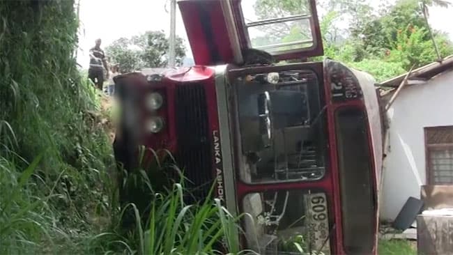 SLTB bus overturns in Wattegama, 15 injured