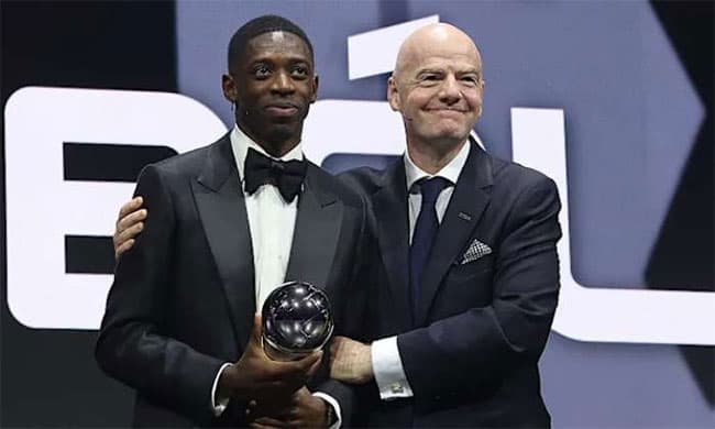 France forward Ousmane Dembele wins Fifa Best men’s player of the year