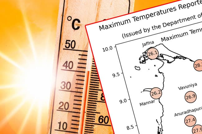 Highest temperature recorded in Katunayake, Lowest from Nuwara Eliya