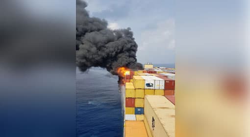 Navy renders assistance to douse fire on container vessel