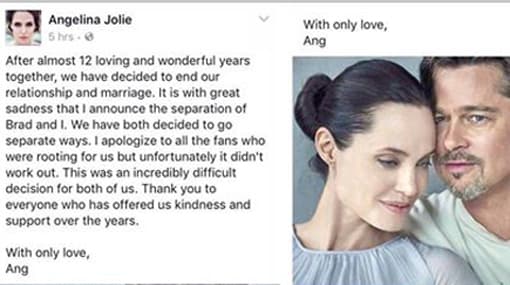 Angelina Jolie files for divorce from Brad Pitt