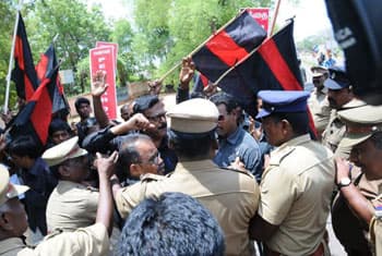30 held for staging protest against Sri Lanka