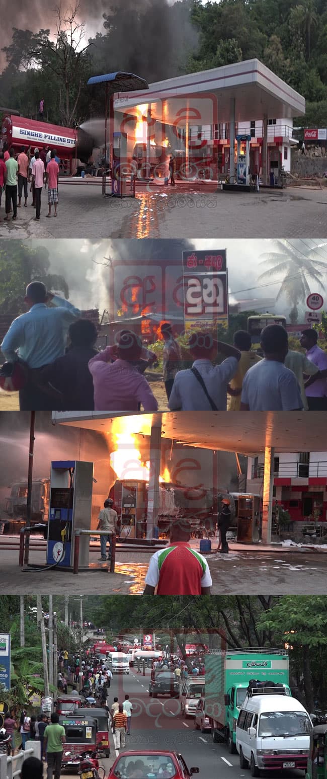 Fire breaks out at petrol station in Teldeniya