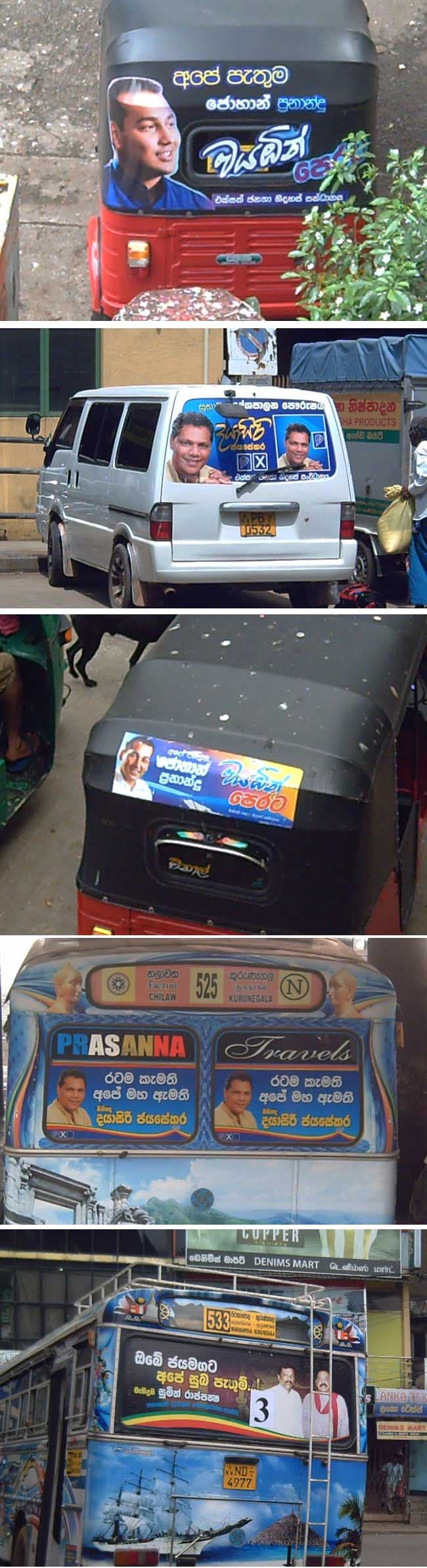 Campaigners forcefully pasting posters on buses and trishaws - CaFFE