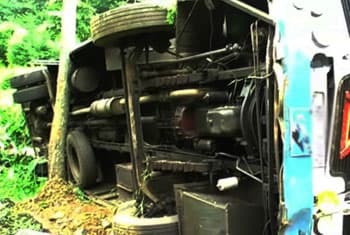VIDEO: 20 injured after bus falls into precipice