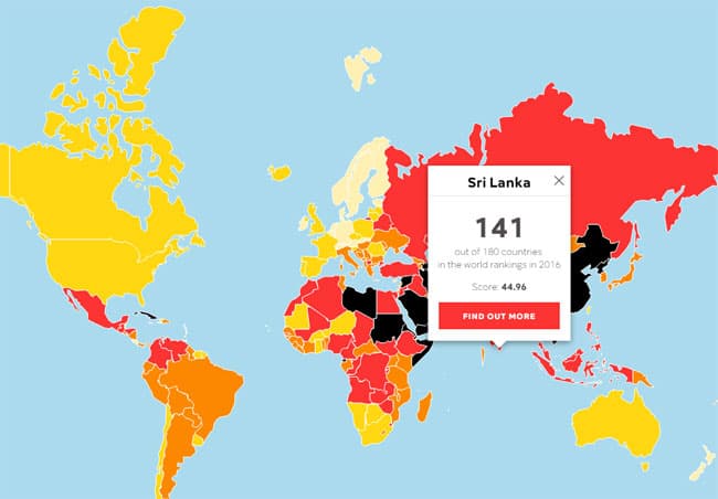 Sri Lanka improves significantly in press freedom