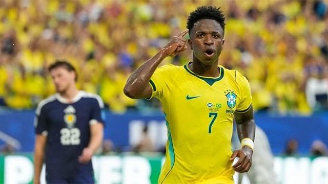 Vinicius Junior scores twice as Brazil beat Scotland to reach World Cup last 32