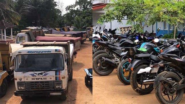 Police seize 30 motorcycles and 20 tipper trucks in Kilinochchi