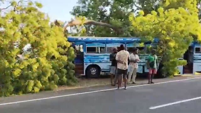 19 injured after bus hits motorcycle and crashes into tree in Weerawila