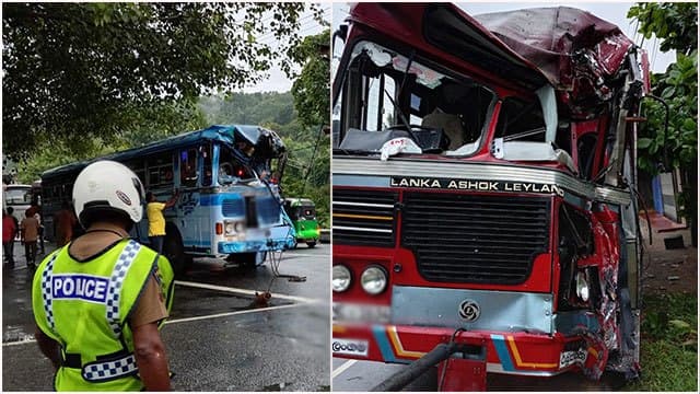Around 20 injured in collision between two buses in Kegalle