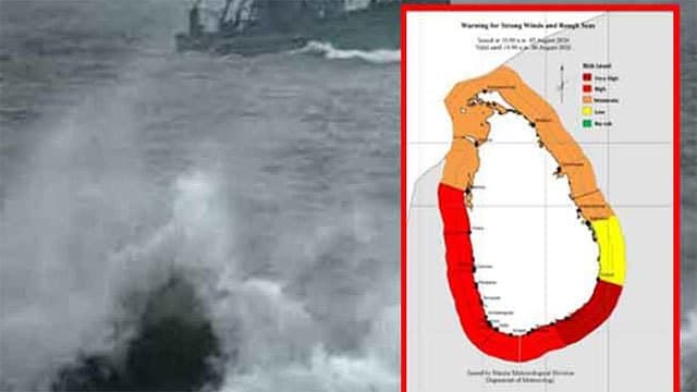 Red warning issued for strong winds and rough seas from Hambantota to Pottuvil