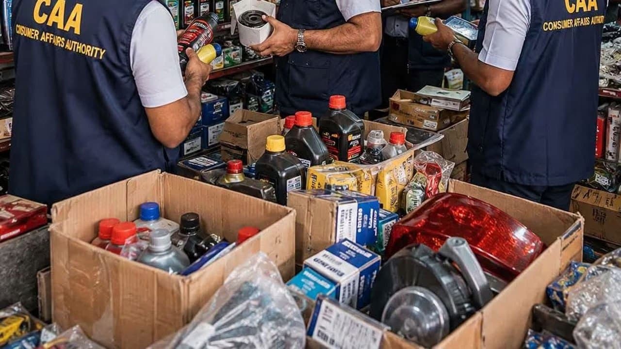 CAA raids shop selling substandard vehicle spare parts and lubricants