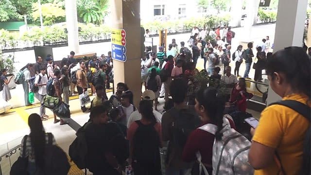 Large commuter crowd at Makumbura Multi-Modal Transport Centre