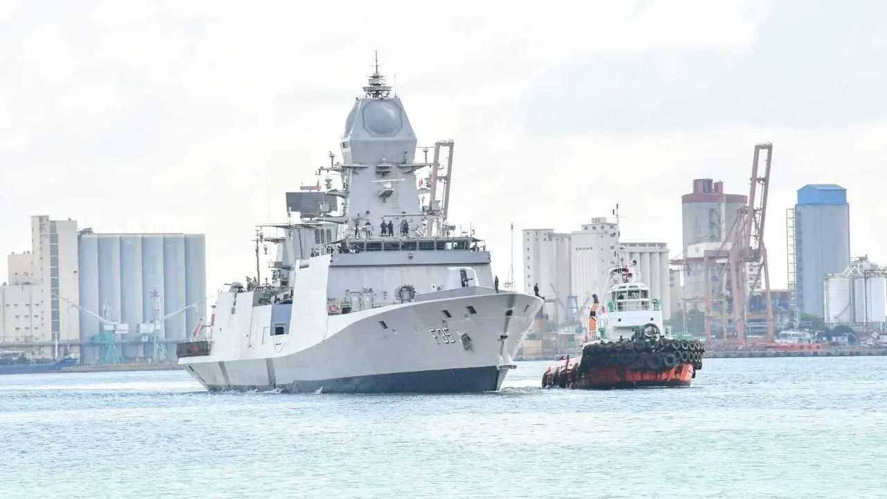 Indian naval ship 'Udaygiri' arrives at Colombo Port