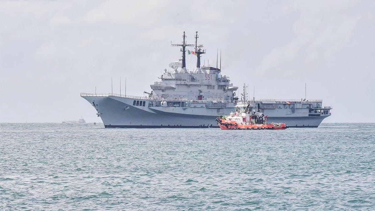 Italian naval vessel ITS Giuseppe Garibaldi arrives in Colombo