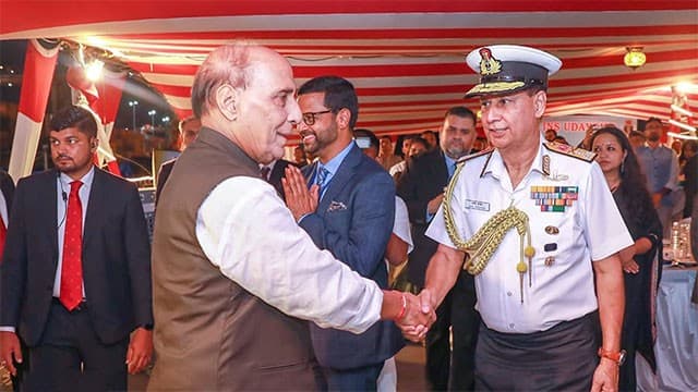 Indian Defence Minister attends reception hosted aboard Indian Navy ship ‘Udayagiri’
