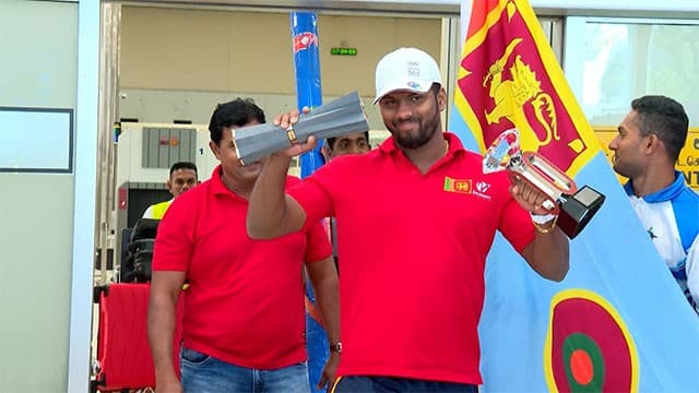 Rumesh Tharanga returns to Sri Lanka after victory at World Athletics Ultimate Championship