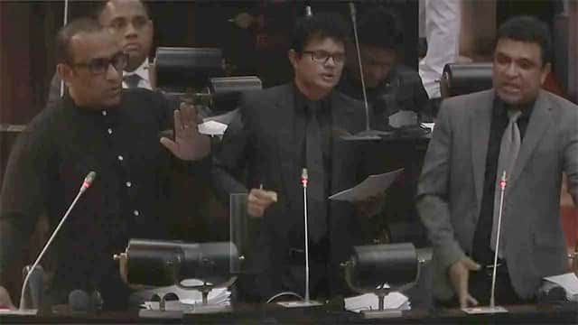 SJB MPs wear black in Parliament ahead of vote on 22nd Amendment