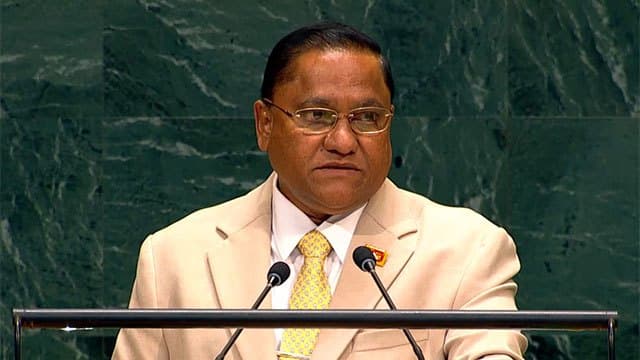 Foreign Minister Vijitha Herath currently delivering Sri Lanka’s National Statement at UNGA