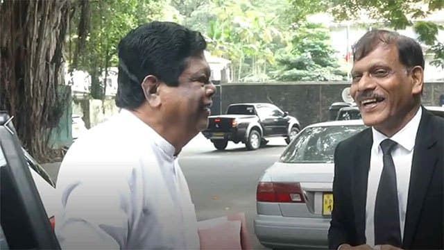 Former Minister Bandula Gunawardena arrives at Bribery Commission