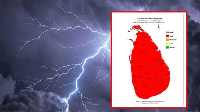 Advisory issued for severe lightning across all provinces