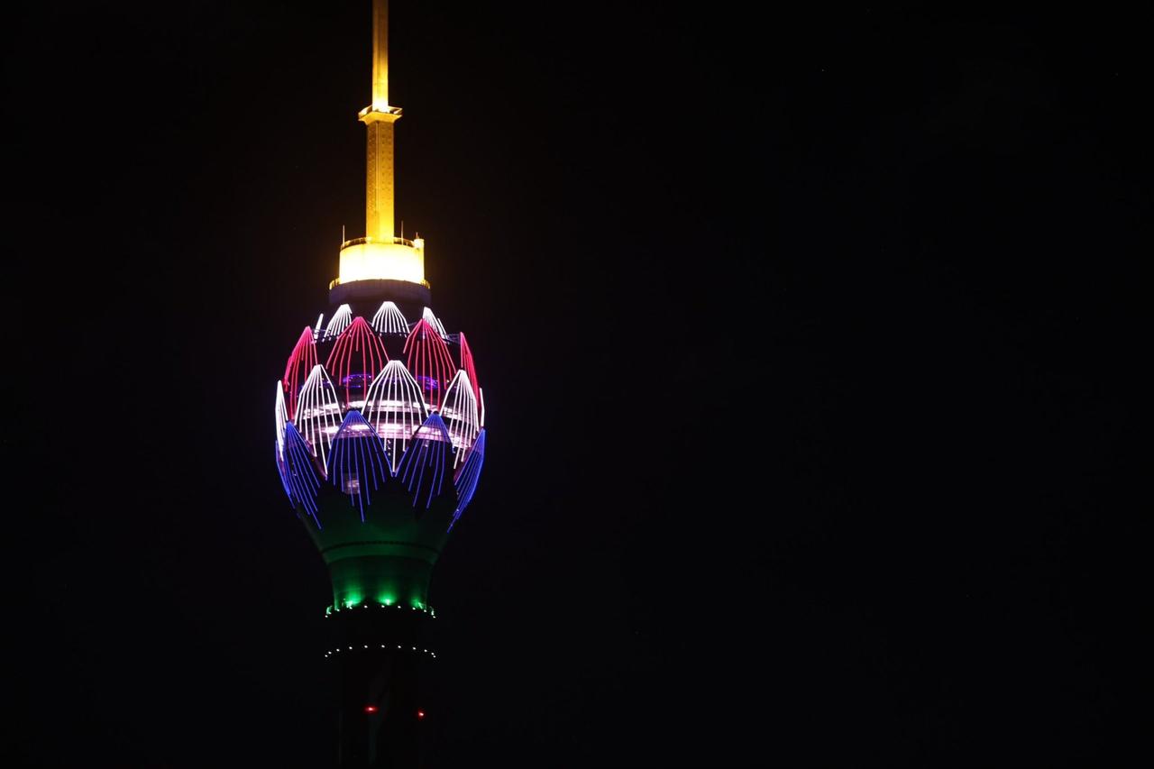 Lotus Tower lights up for America's 250th Anniversary…